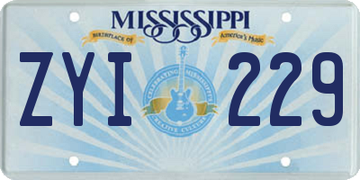 MS license plate ZYI229