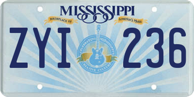 MS license plate ZYI236