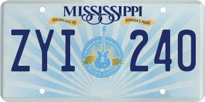 MS license plate ZYI240