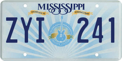 MS license plate ZYI241
