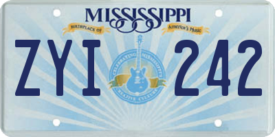 MS license plate ZYI242