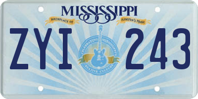 MS license plate ZYI243