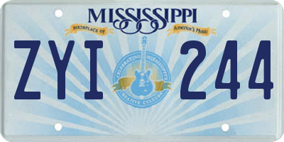 MS license plate ZYI244