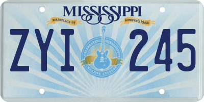 MS license plate ZYI245