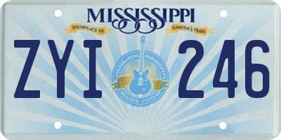 MS license plate ZYI246
