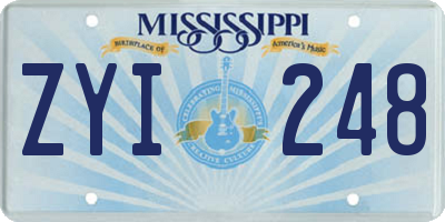 MS license plate ZYI248