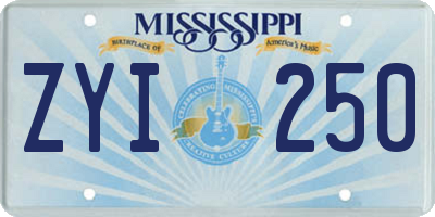 MS license plate ZYI250