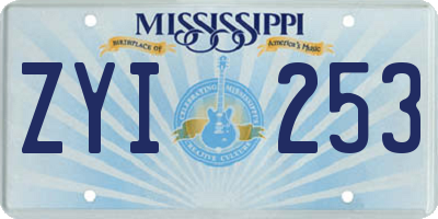 MS license plate ZYI253
