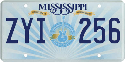 MS license plate ZYI256