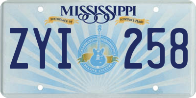 MS license plate ZYI258