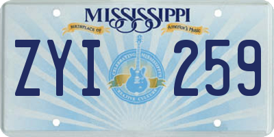 MS license plate ZYI259