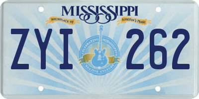 MS license plate ZYI262