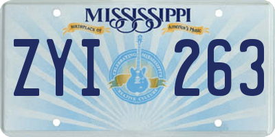 MS license plate ZYI263