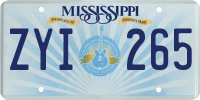 MS license plate ZYI265