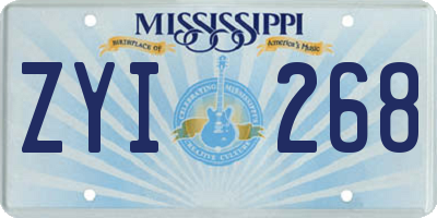 MS license plate ZYI268