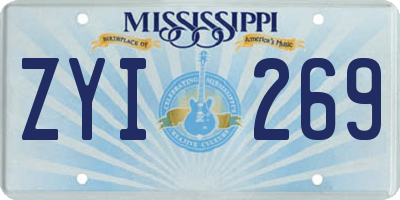 MS license plate ZYI269