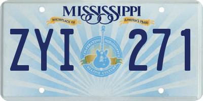 MS license plate ZYI271