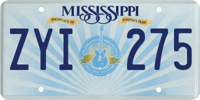 MS license plate ZYI275