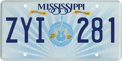 MS license plate ZYI281