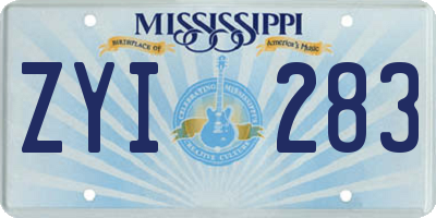 MS license plate ZYI283