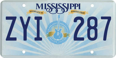 MS license plate ZYI287