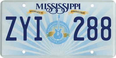 MS license plate ZYI288