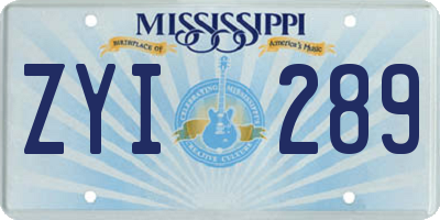 MS license plate ZYI289