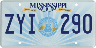 MS license plate ZYI290