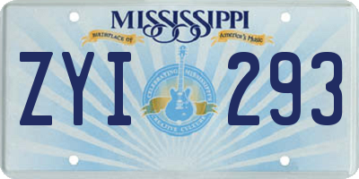 MS license plate ZYI293