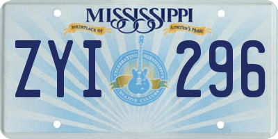 MS license plate ZYI296