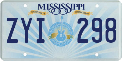 MS license plate ZYI298