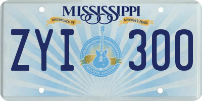 MS license plate ZYI300