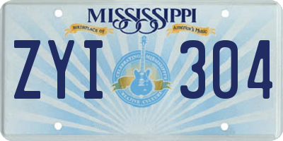 MS license plate ZYI304