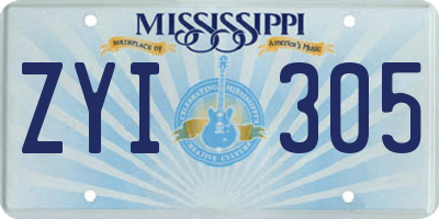 MS license plate ZYI305