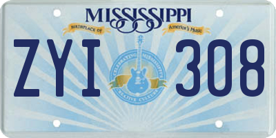 MS license plate ZYI308