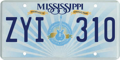 MS license plate ZYI310