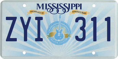 MS license plate ZYI311