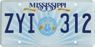 MS license plate ZYI312