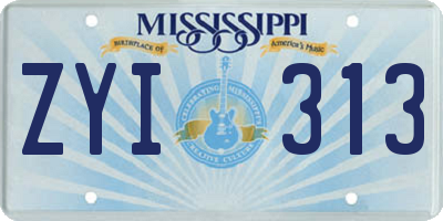 MS license plate ZYI313