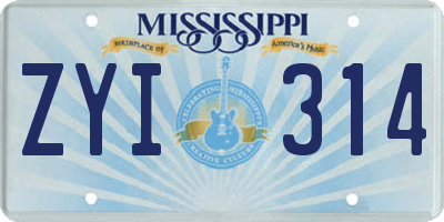 MS license plate ZYI314