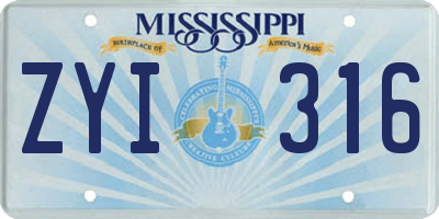 MS license plate ZYI316