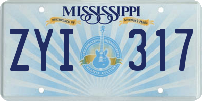 MS license plate ZYI317