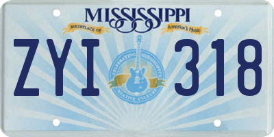 MS license plate ZYI318