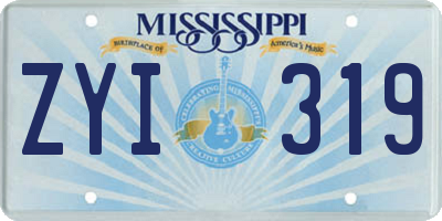 MS license plate ZYI319