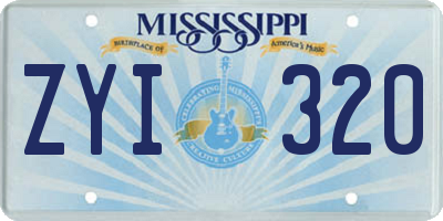MS license plate ZYI320