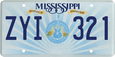 MS license plate ZYI321