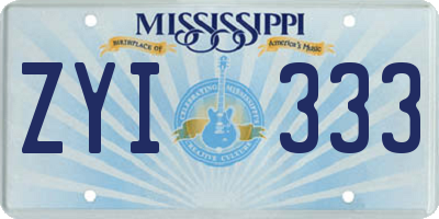 MS license plate ZYI333