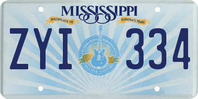 MS license plate ZYI334