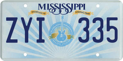 MS license plate ZYI335