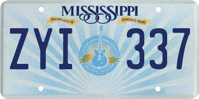 MS license plate ZYI337